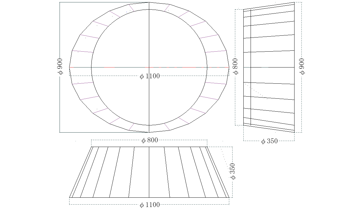 円と楕円の展開図
